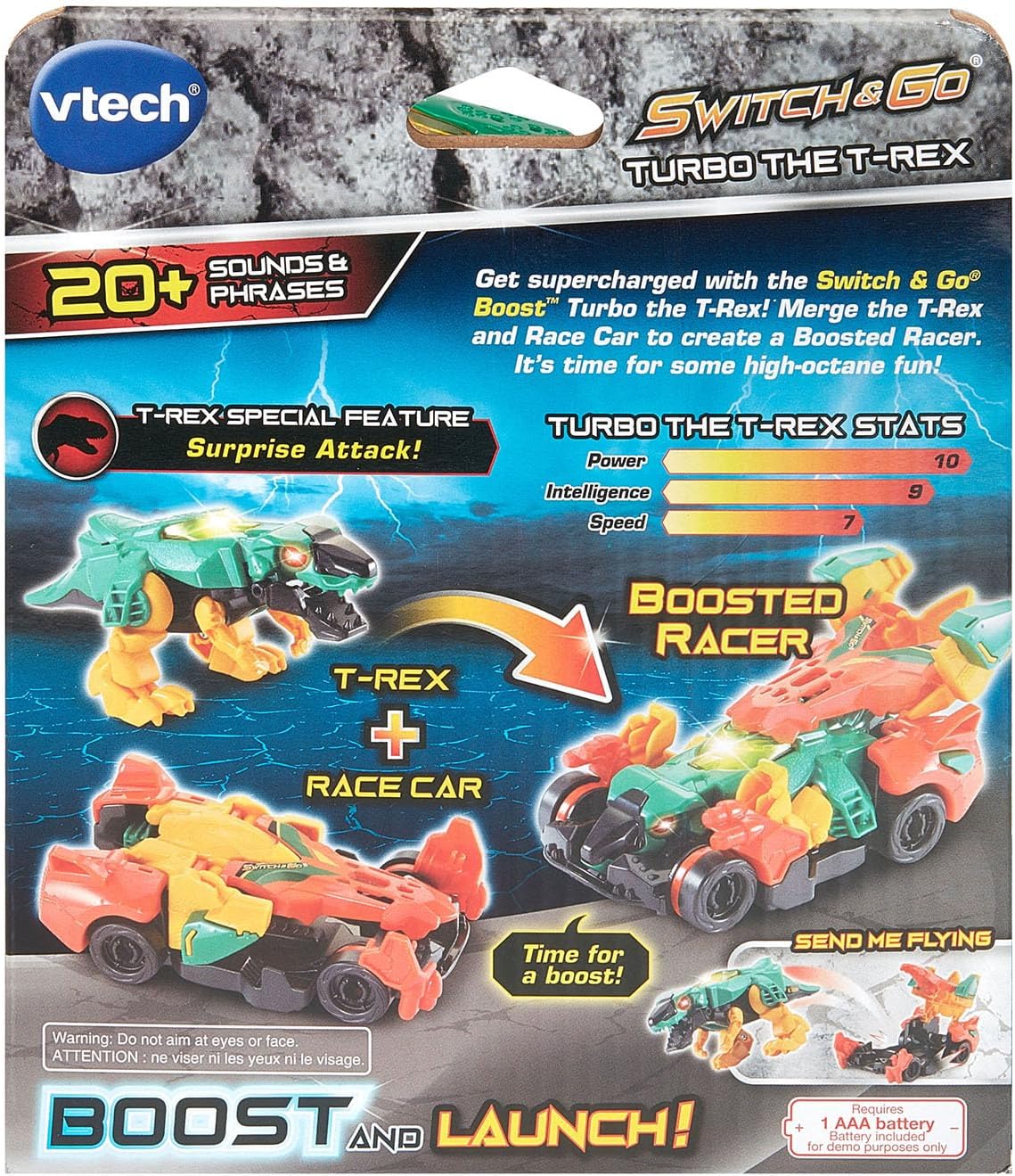 VTech Switch and Go Boost Turbo the T-Rex Transforming Dino
