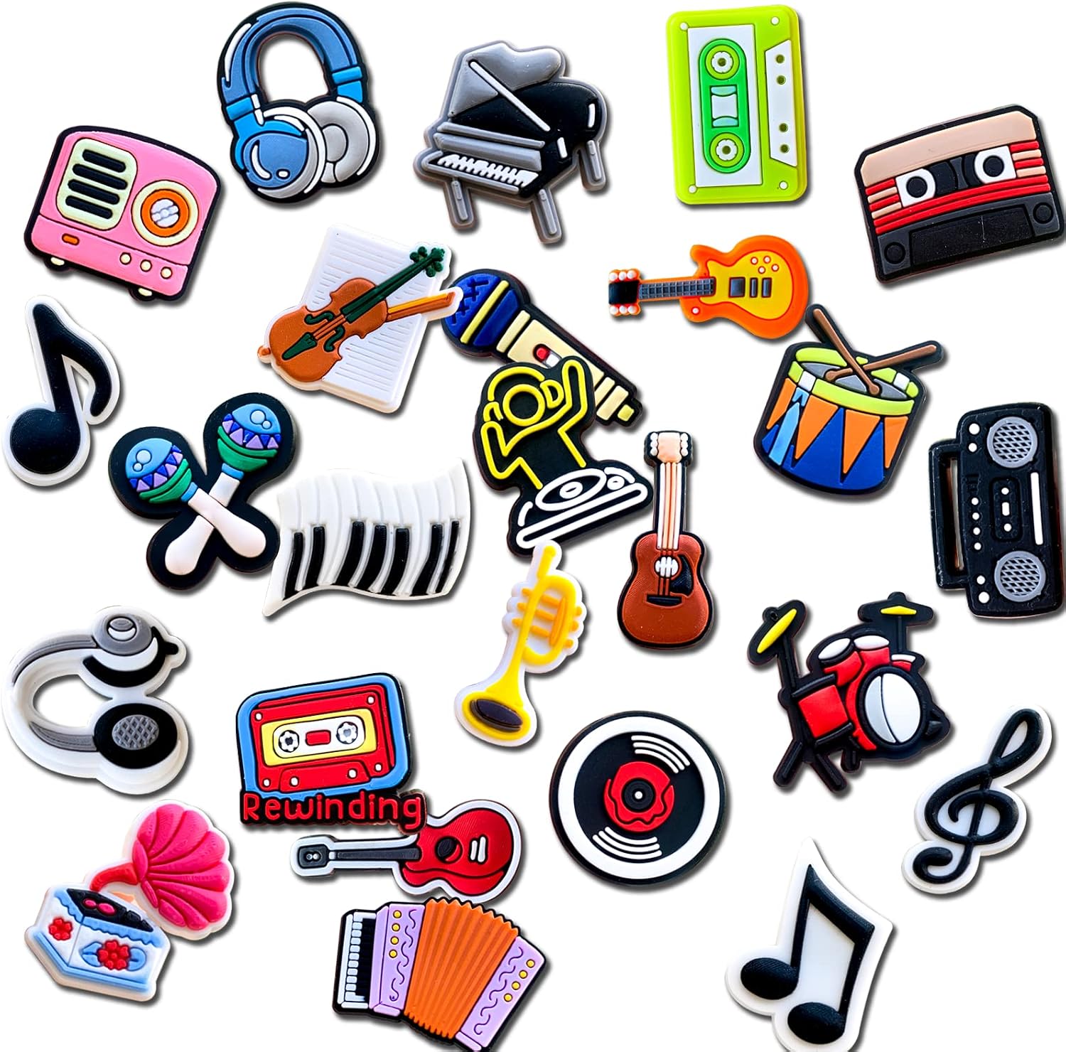 Chionwen 25, 40Pcs Music Shoe Decoration Charms for Clog Decoration, Musical Notation Instruments Charms Accessories for Adult Men Wome(25)