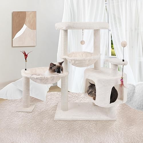 Miniatura 2 de YOUPET - Torre de árbol de cactus para gatos de 33.46 pulgadas con condominio para gatos y poste rascador para gatos de interior, muebles para gatos