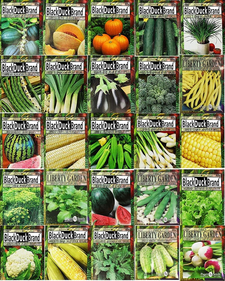 Set of 25 Premium Vegetable & Herb Seeds - 25 Deluxe Variety Premium Vegetable & Herb Garden 100% Non-GMO Heirloom