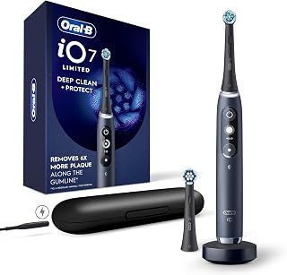 Oral-B iO Series 7 Deep Clean + Protect Electric Toothbrush, Black - 100% More Plaque Removal, App, Travel Case