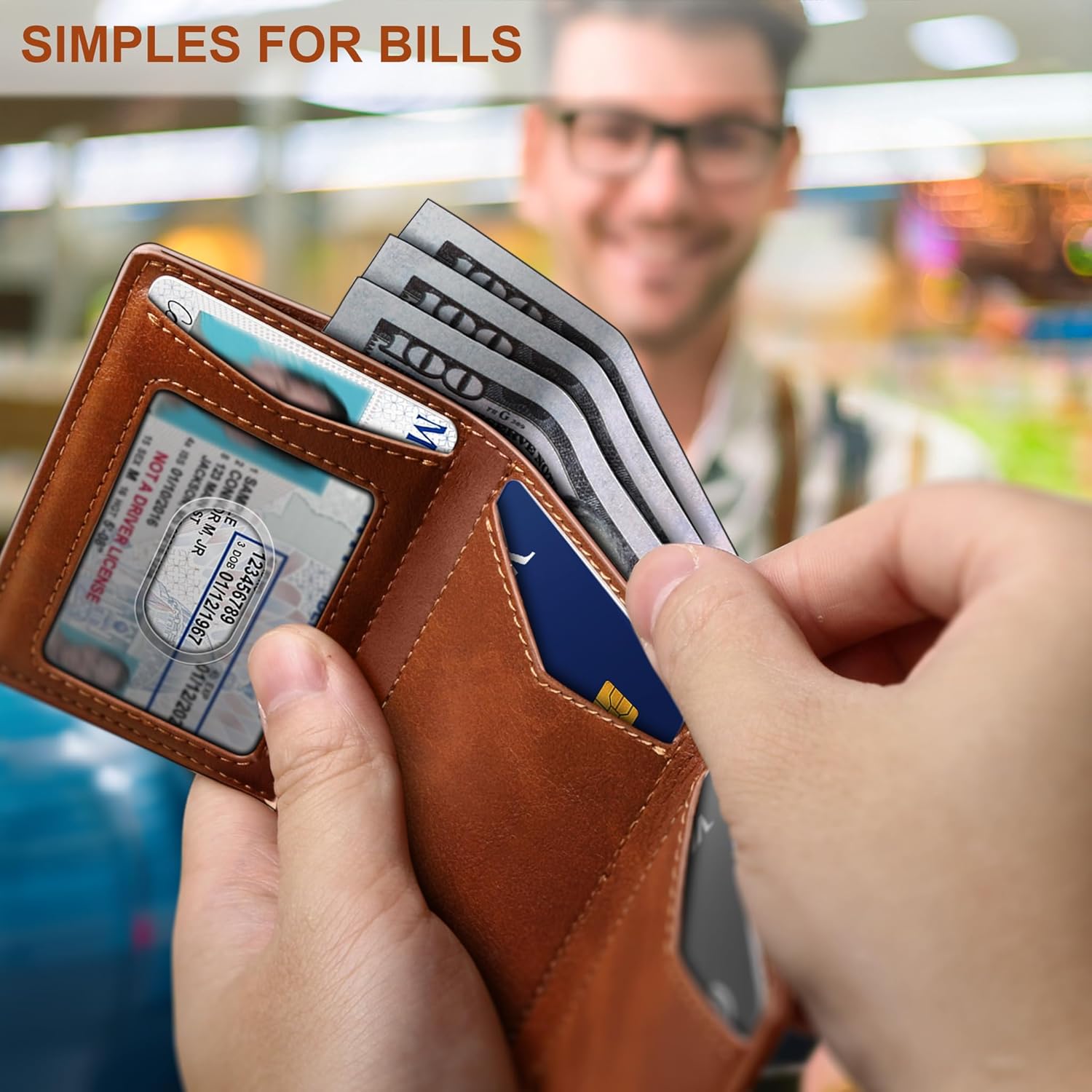 BULLIANT Men Wallet, Slim Front Pocket Leather Wallet Magnetic Closure for Gift Men,Expandable for 14Cards - Image 6