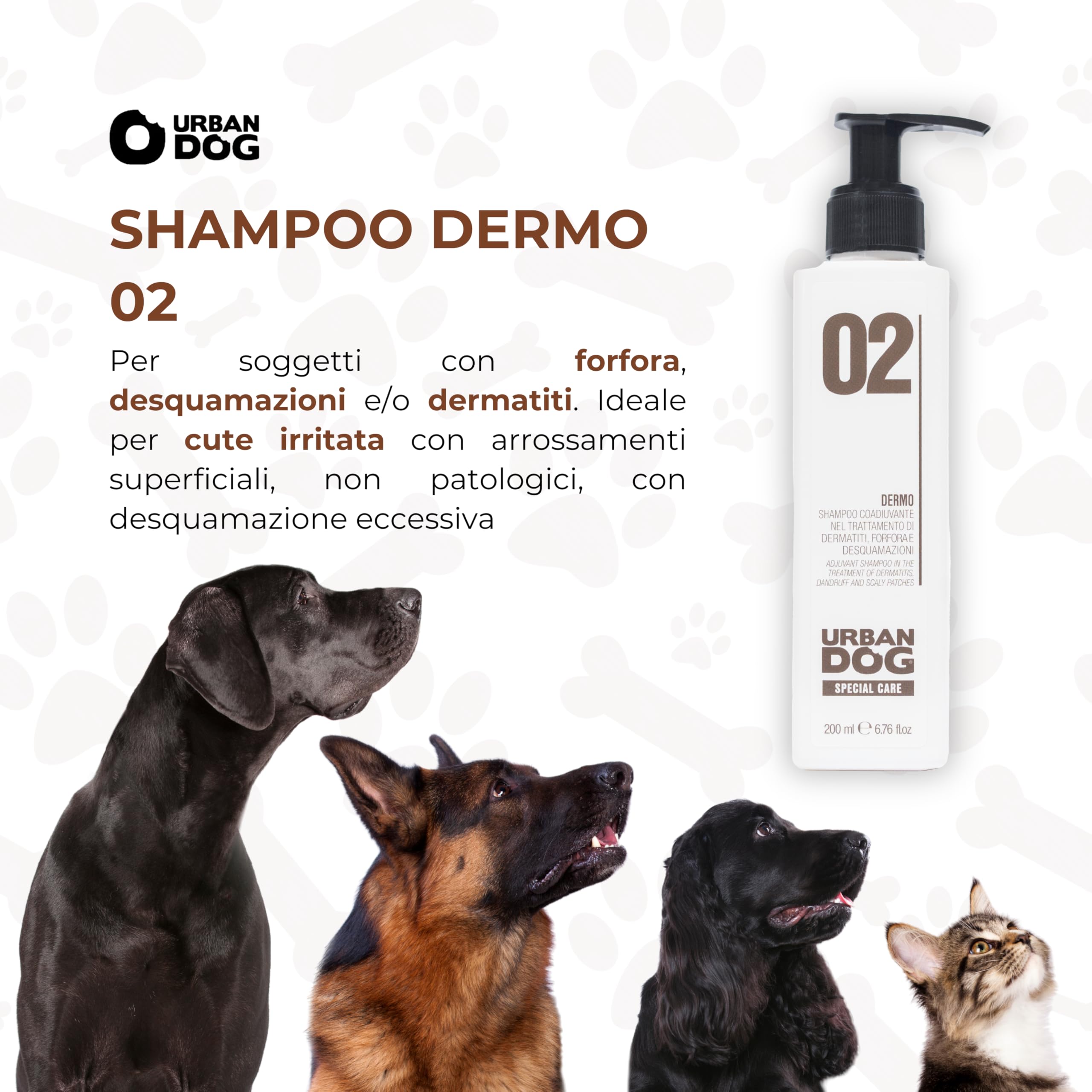 URBAN DOG Dermatologisches Shampoo für Hunde, 1000 ml, gegen Schuppen und Schuppen, mildes Reinigungsmittel für empfindliche Haut und Juckreiz des Hundes speziell bei Dermatitis