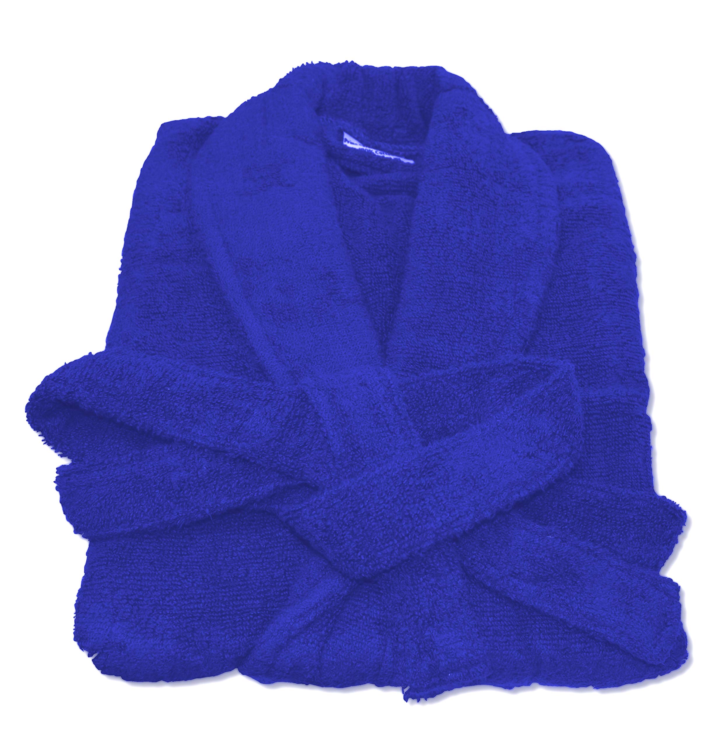A & B Traders Women's Blue Bath Robe Night Gown House Coat Hooded And Shawl Collar For Men Zero Twist Egyptian Cotton Super Soft Fluffy (, Shawl Collar)