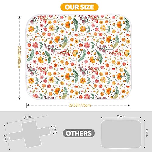 Miniatura 2 de Cambiador de pañales para bebé, tapete de cambio de flores, 3 capas, impermeable, plegable, absorbente, para mujeres, almohadillas reutilizables