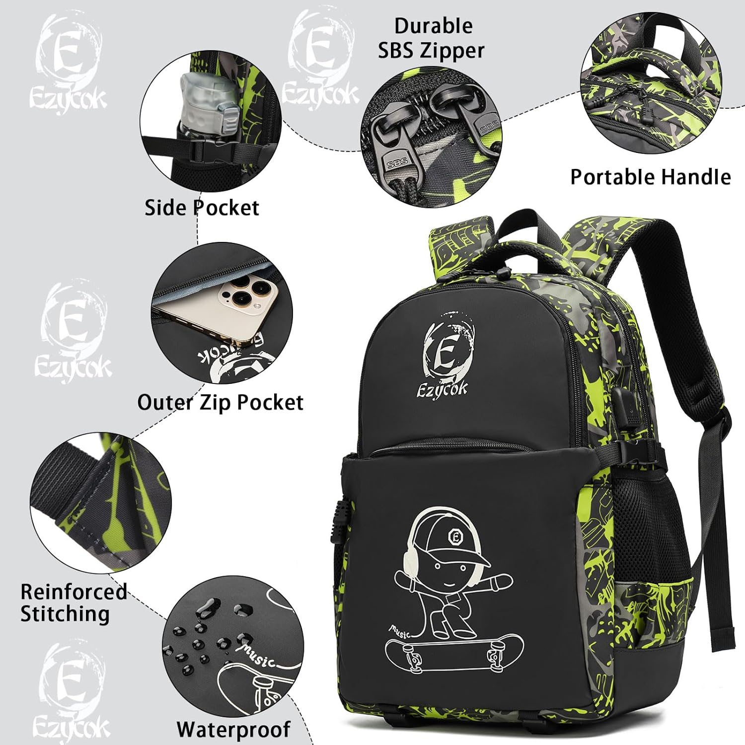 School Backpack for Boys, Cool Luminous Boys Backpack for Kids Children Teens Elementary Middle School Bags Lightweight Laptop Backpack College Bookbag - Image 4