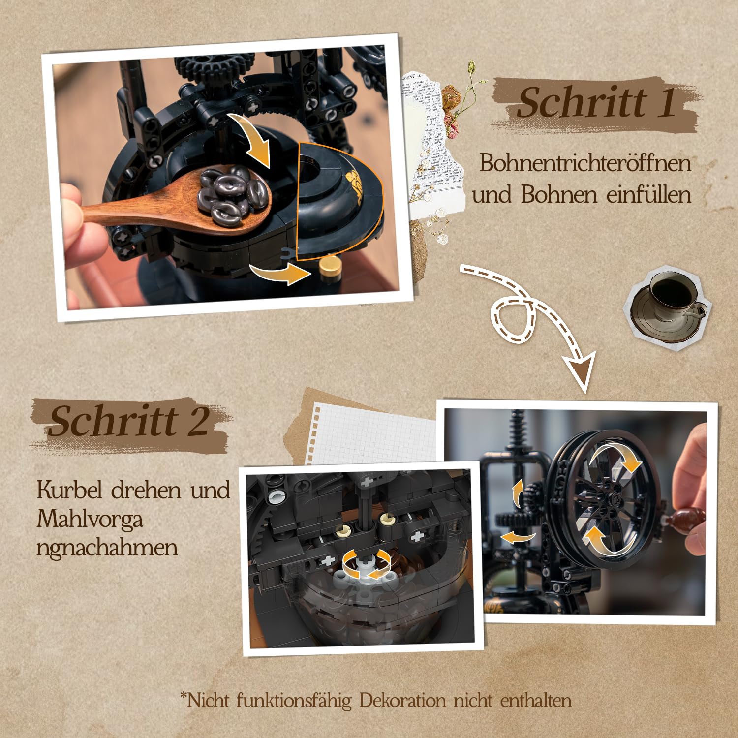 PANTASY Vintage Kaffeemühle Klemmbausteine Set