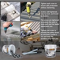 Vista 5 de Tornillos para techos de metal de 10 x 1 pulgada, tornillo para techo de chapa metálica con cabeza hexagonal negra y arandela EPDM para techos