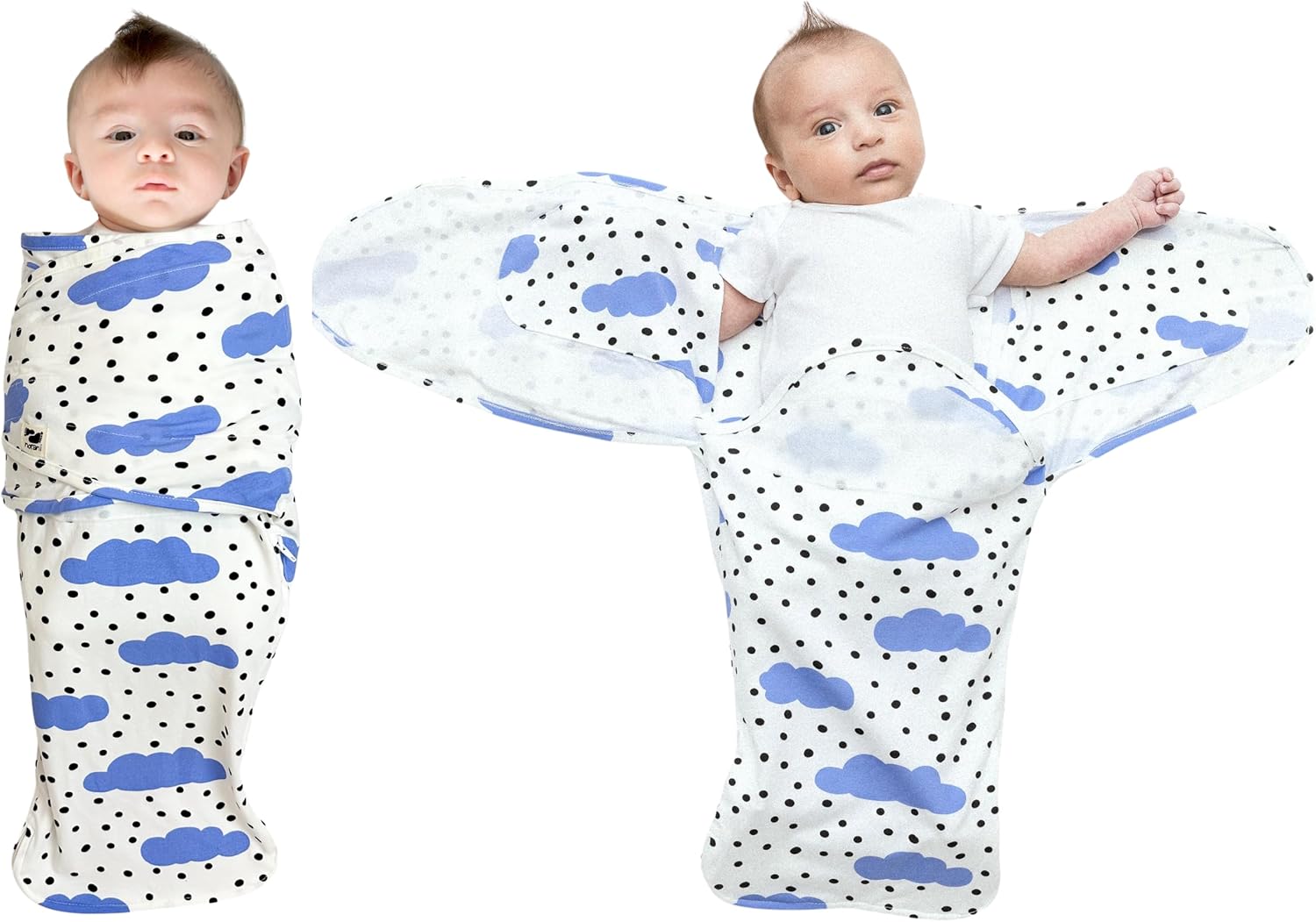 Norani Baby Snugababe Swaddle Pod for Newborns – Secure Arm Inserts Prevent Escape, Easy-Zip for Diaper Changes, Award-Winning Best Sleep Solution, Clouds