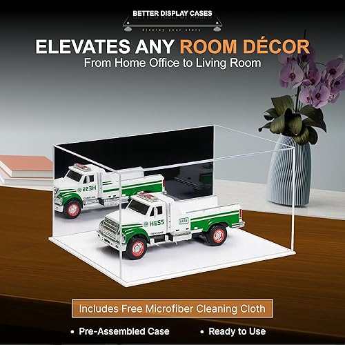 Vista 317 de Better Display Cases Versátil vitrina de acrílico transparente - Caja rectangular grande con base blanca 18" x 12" x 3" (BK09)