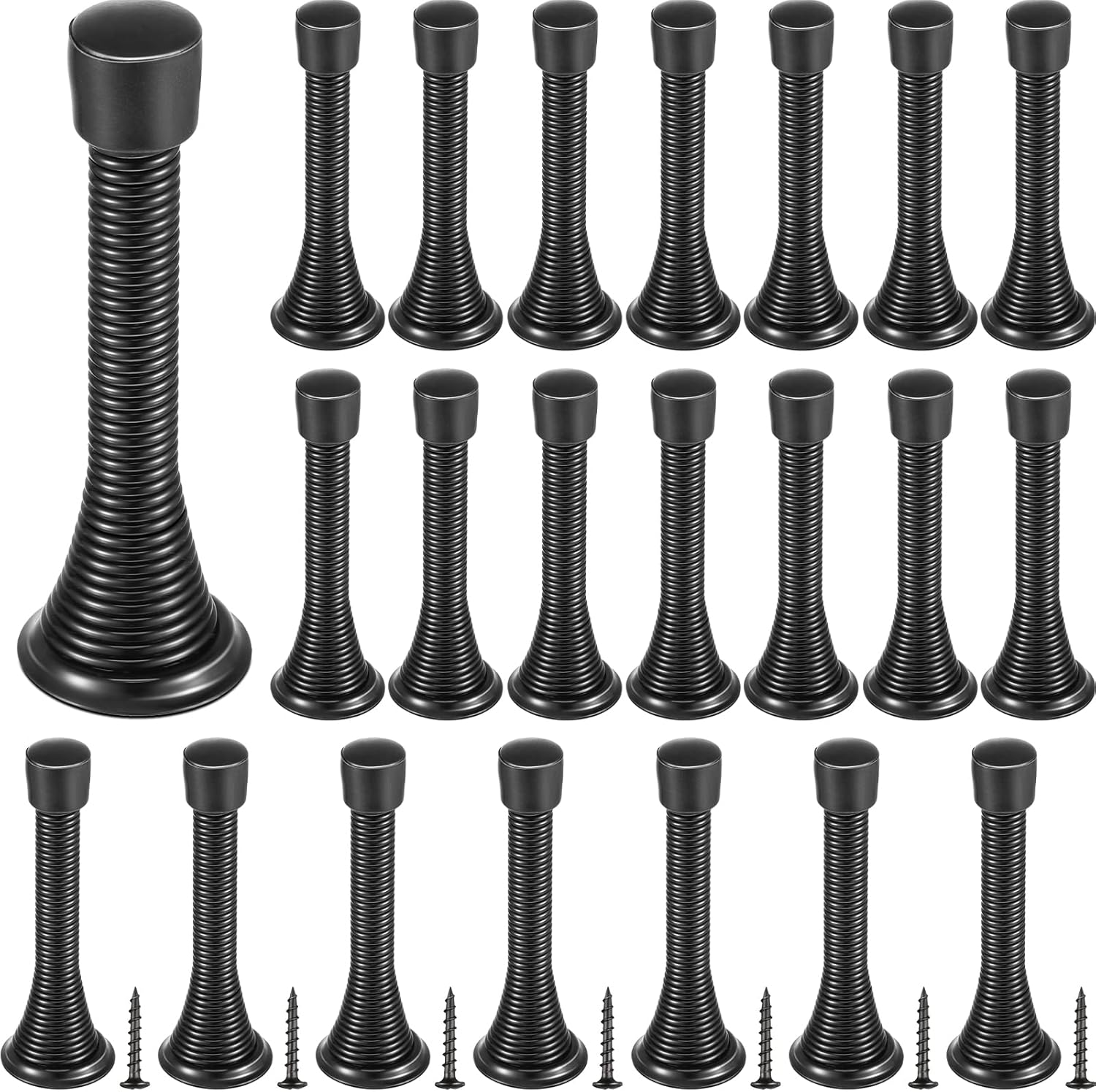 60 Pcs Spring Door Stopper with Rustproof Screw Rubber Bumper Tips, 3" Flexible