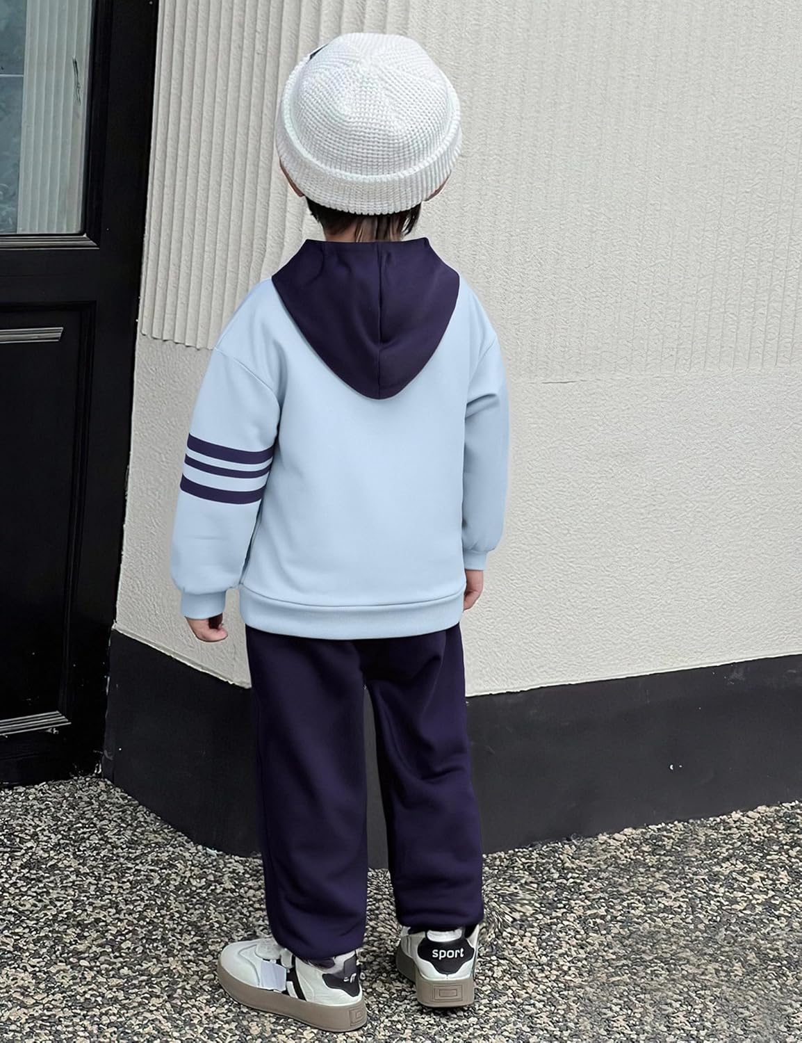 Toddler Boy Clothes Color Blocking Hooded Sweatshirts Pants Set Toddler Boy Fall Winter Outfits 2T-7Y - Image 3