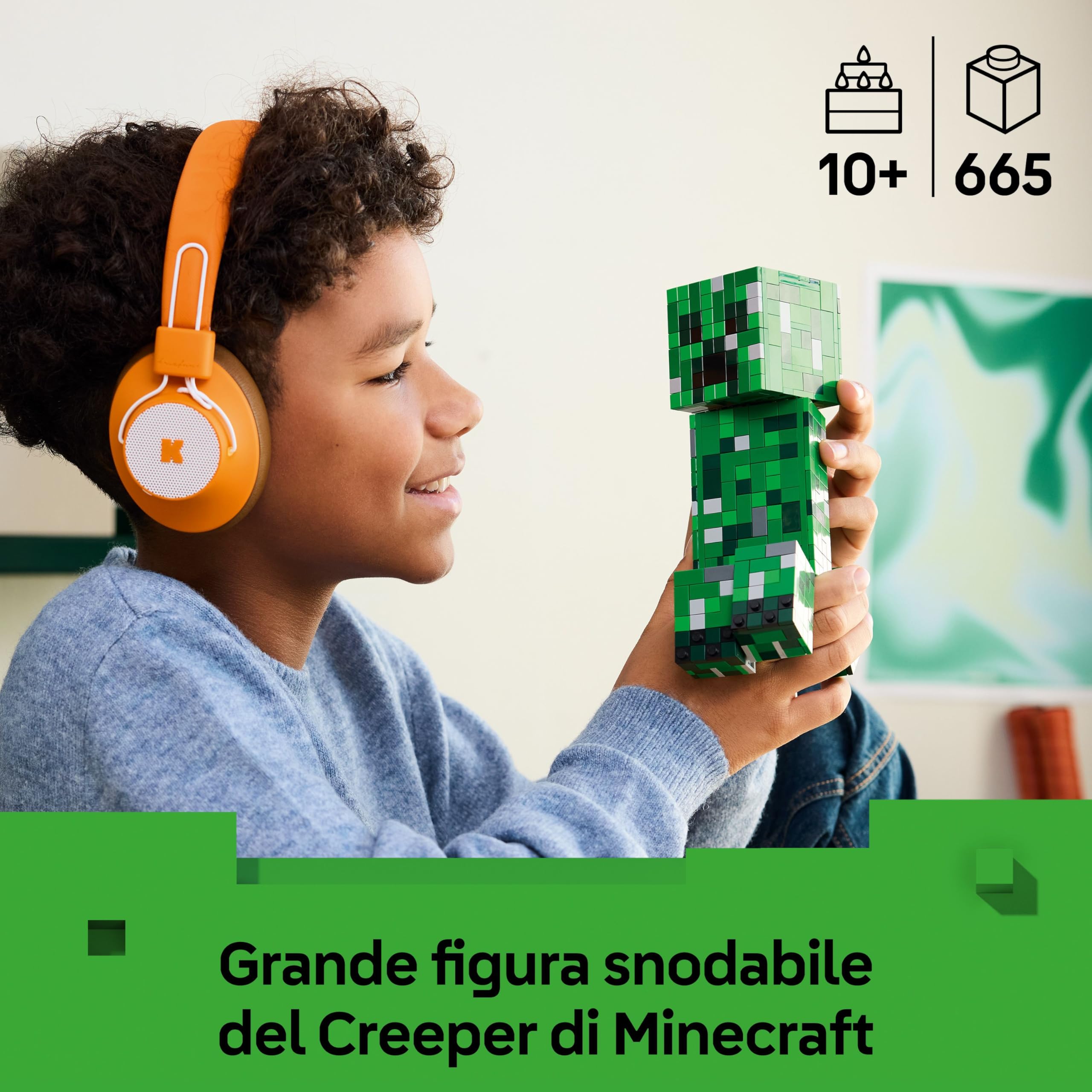 LEGO Minecraft Creeper Giocattolo - Action Figure di Mob Snodabile con Scomparto Segreto con Maiale e Elemento TNT - Regalo per Gamer, Bambini, Bambine e Fan Adolescenti da 10 Anni in su - 21276