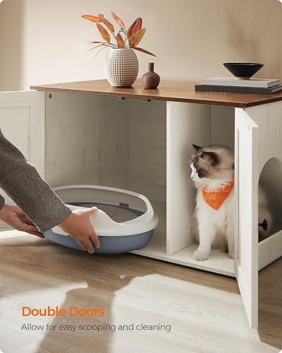 Miniatura 8 de Feandrea Caja de arena para gatos, muebles ocultos con divisor extraíble, casa para gatos interior, mesa auxiliar, 31.5 x 20.9 x 19.7 pulgadas,