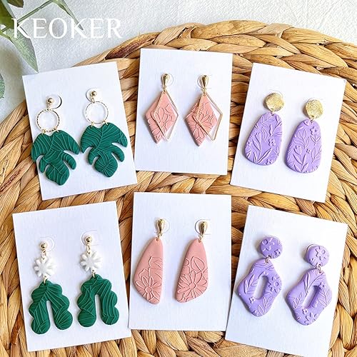 Miniatura 6 de Keoker Hojas de textura de arcilla polimérica, alfombrilla de textura de arcilla para hacer aretes de joyería, herramientas de aretes de arcilla