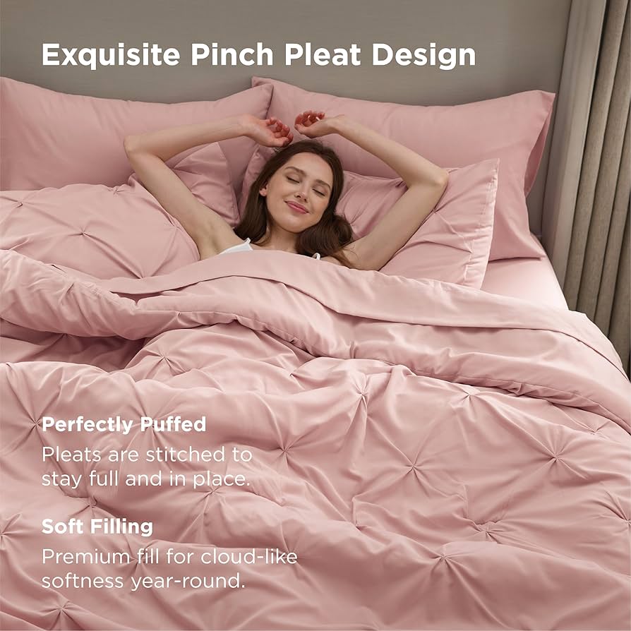 Amazon.com: Bedsure Queen Comforter Set Pink - Bed in a Bag