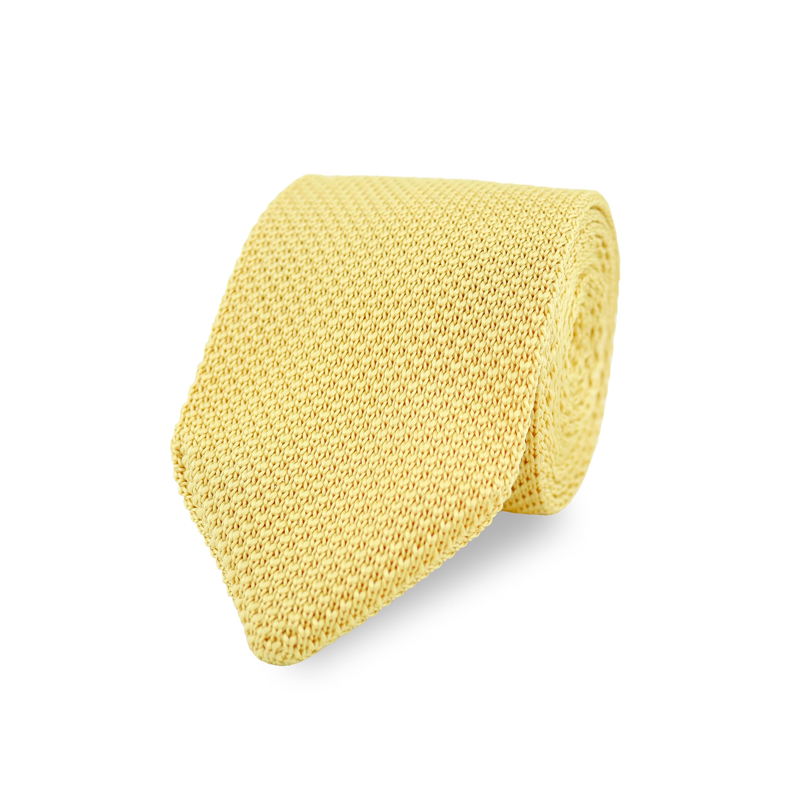 The Gents Lab Men's Pastel Yellow - 100% Polyester Diamond End Knitted Neck Tie (Pastel Yellow)