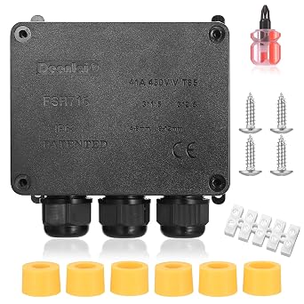 IP68 Waterproof Junction Box Outdoor, External Electrical Cable Connectors Outdoor, Electrical Junction Box Enclosure for 4-8/8-12/10-14 mm Diameter Connection Wire ConnectorsBlack 3-Way