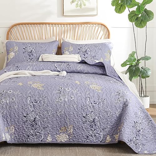 Miniatura 15 de WONGS BEDDING Juego de edredón floral Queen, 3 piezas con diseño de hojas botánicas marrones y mariposas, juego de ropa de cama suave y hermoso