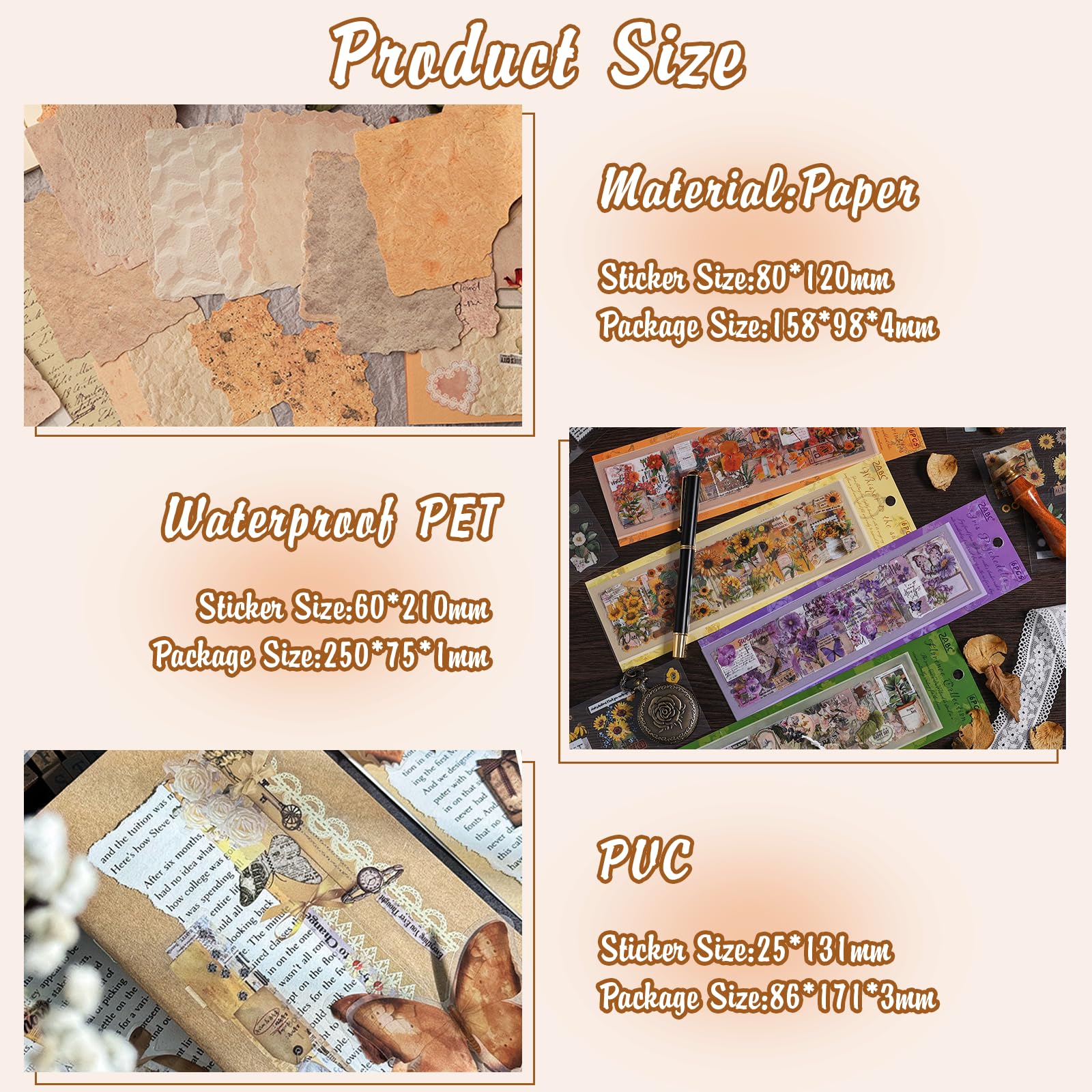 624 Pcs/116 Sheets Vintage Stickers for Scrapbooking, Bullet Journal Stickers Scrapbooking Kit Scrapbook Stickers DIY for Art Craft Bookish Journaling Card Reading Scrap Book Accessories Adults - Image 2