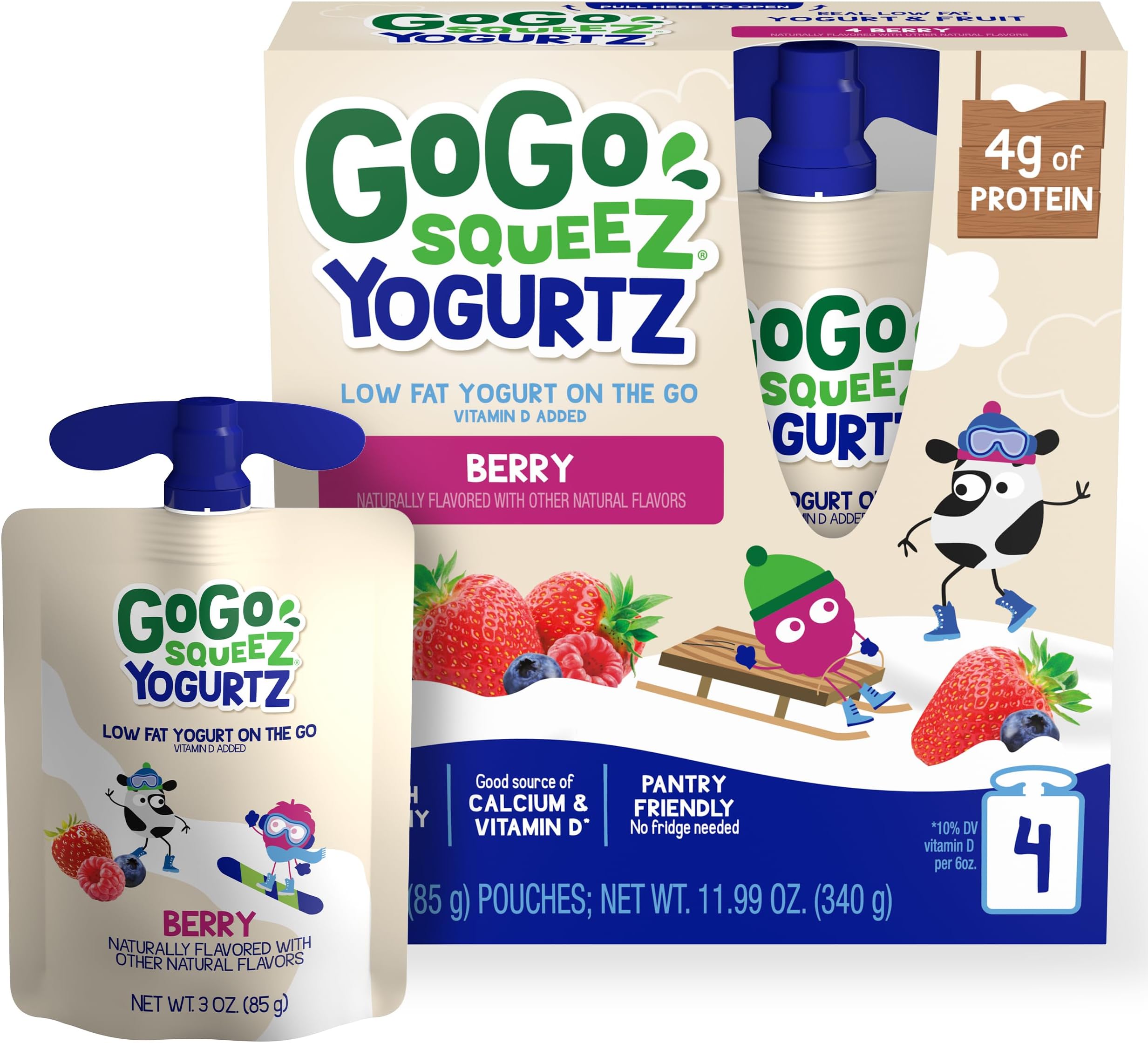 Yogurtz (Berry,4 Pouches,3oz,85g Each)