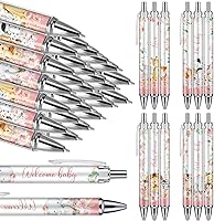 Vista 7 de Chuangdi 24 bolígrafos naranja para baby shower, bolígrafos retráctiles a granel, tinta negra con regalos para invitados, suministros escolares