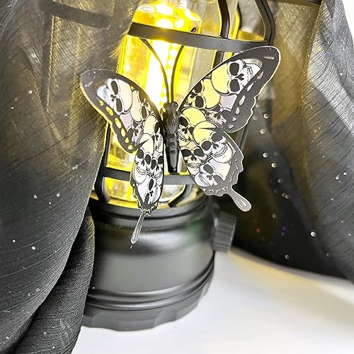 Miniatura 5 de 12 calcomanías de pared de mariposa, 3D de doble capa, diseño de mariposas de calavera de doble capa, decoración de pared de Halloween, diseño