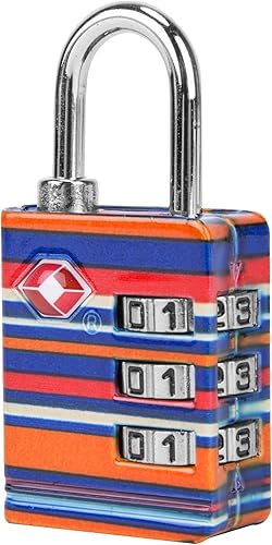 Travelon Cerradura de equipaje TSA, Coral (Coral Stripe), Travelon Candado de equipaje Tsa