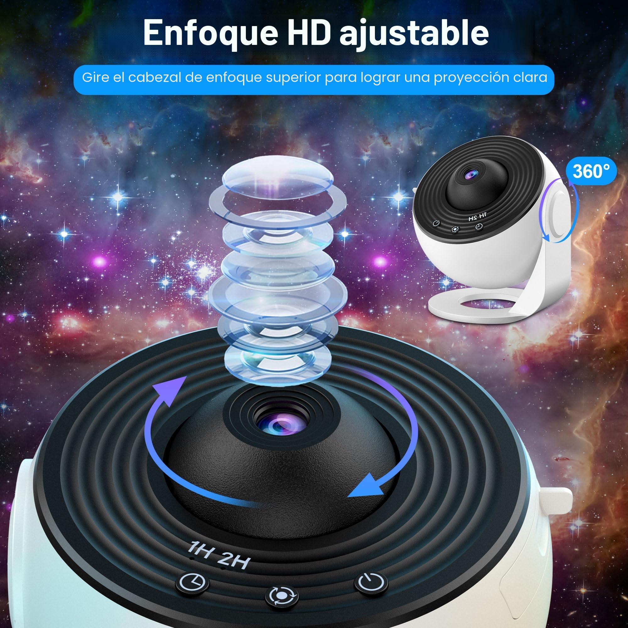 Proyector Cielo Estrella Planetario Proyector Galaxia con 13 Discos de Película, Luz Nocturna, Ajuste de Rotación de 360° para Dormitorio y Techo, Regalos para Niños y Adultos