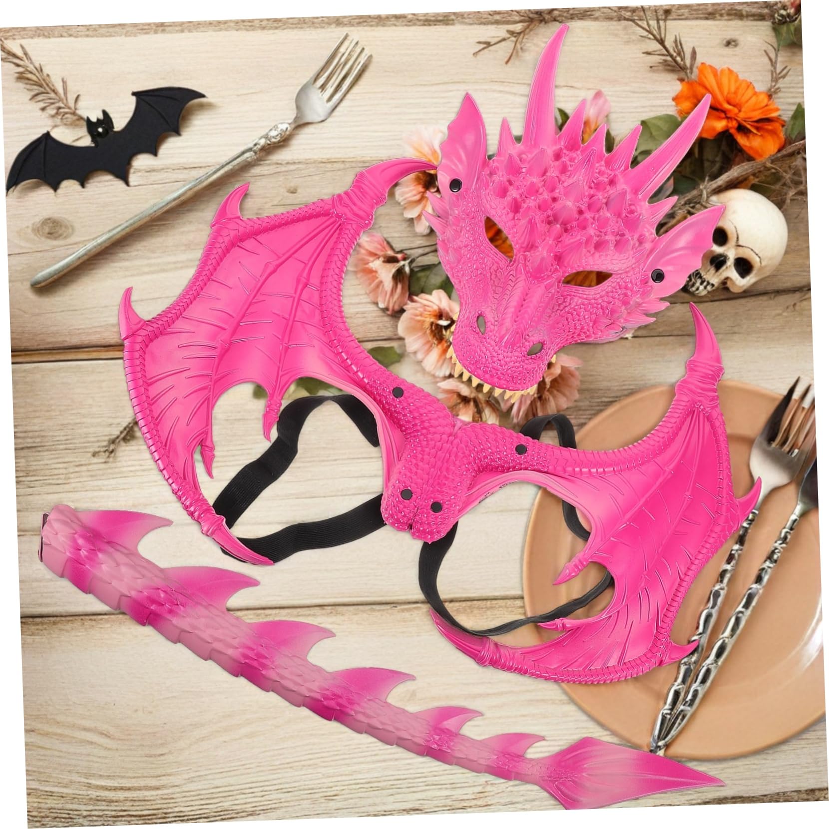 Mikikit 3 Pezzi Costume per Halloween con Resistente e Maschera per Giochi Ruolo e Feste
