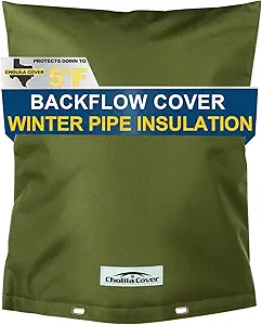 Backflow Preventer Cover Insulated (5°F) with Thicker 7 Layers Fabric, 16"W x 20"H with Aluminum Foil Layer Backflow Cover for Winter Pipe Freeze Protection, Sprinkler Covers for Outside (Green)