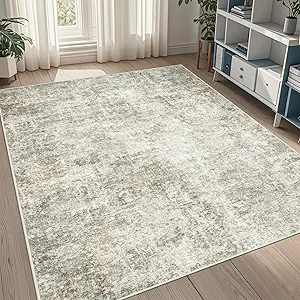5x8 Area Rugs for Living Room Rug Washable: Abstract Rug for Dining Room Bedroom Carpet Non Slip 5 by 8 Indoor Modern Nursery Home Office Beige Brown