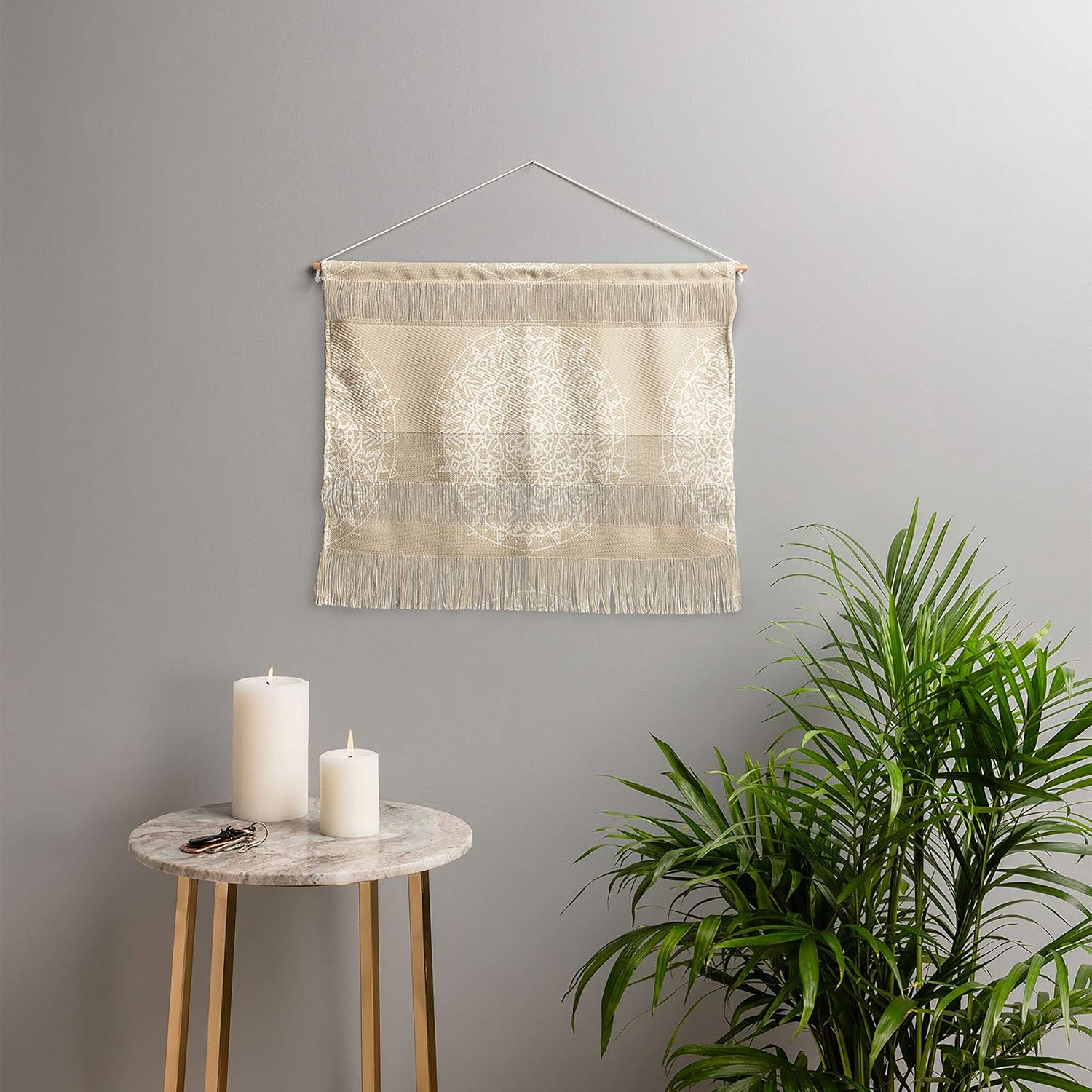 Deny Designs Maldonado Boho Mandala Natural Jacqueline Moldonado Fiber Wall Hanging, Small Landscape (22” x 16