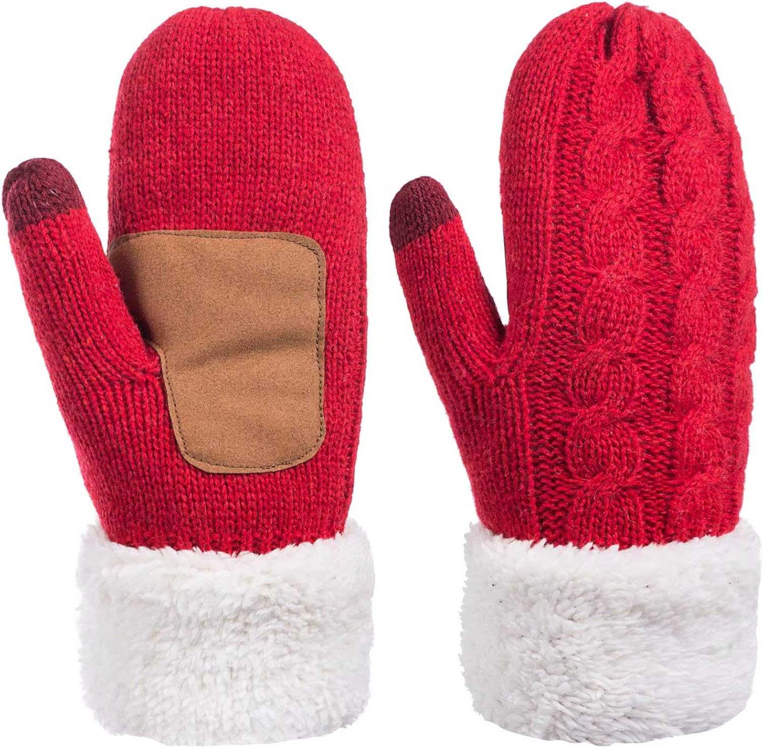 Winter Wool Mitten Gloves For Women, Warm Knit Touchscreen Thermal Cable Gloves With Thick Fleece Lining (Soft Gray) at  Women’s Clothing store