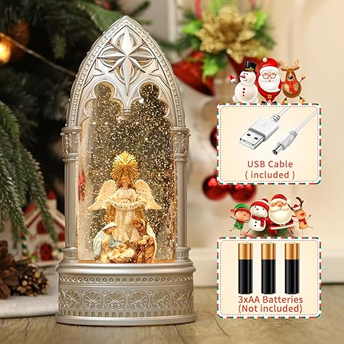 Miniatura 11 de Linterna de decoración de Navidad con forma de globo de nieve, enchufe iluminado brillante, 3 pilas AA y alimentado por USB, linterna de globo