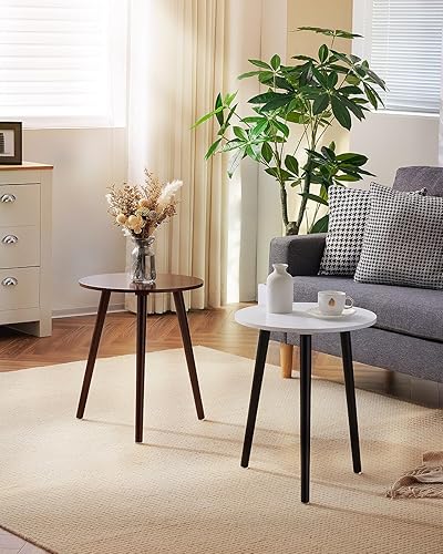 Miniatura 24 de Apicizon Juego de 2 mesas auxiliares redondas, mesa auxiliar blanca para sala de estar, dormitorio, espacios pequeños, mesa auxiliar Morden Oro,1