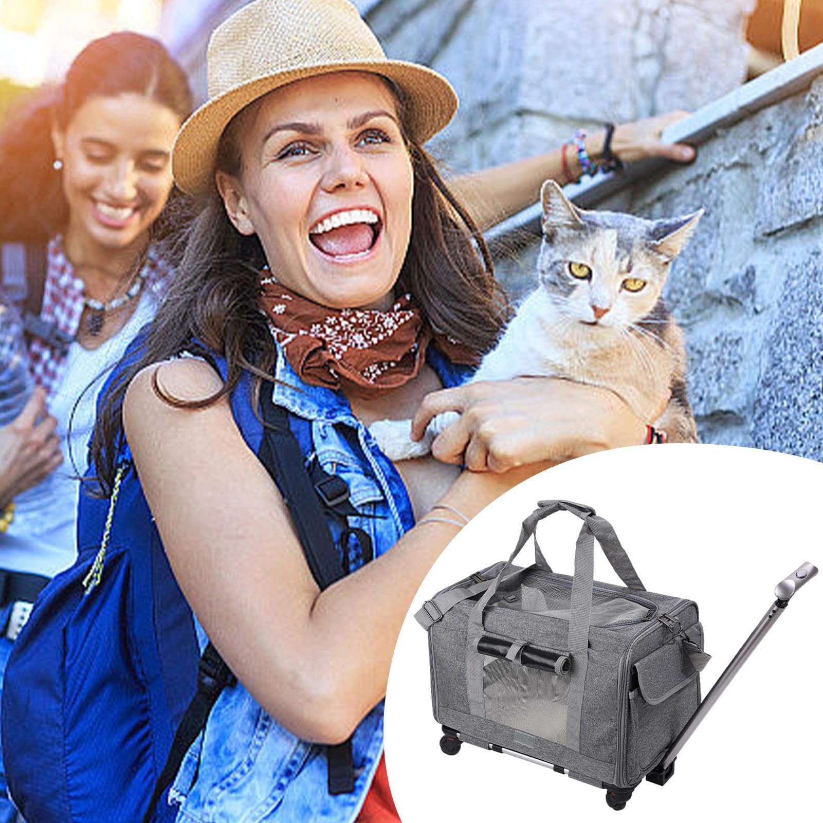 Hundetrage, Katzentaschen, Reisetasche mit Belüftung, geeignet – | Tragetasche für Haustiere mit Tragegurt, von Fluggesellschaft zugelassene Reisetasche mit Rädern für Hunde und Katzen