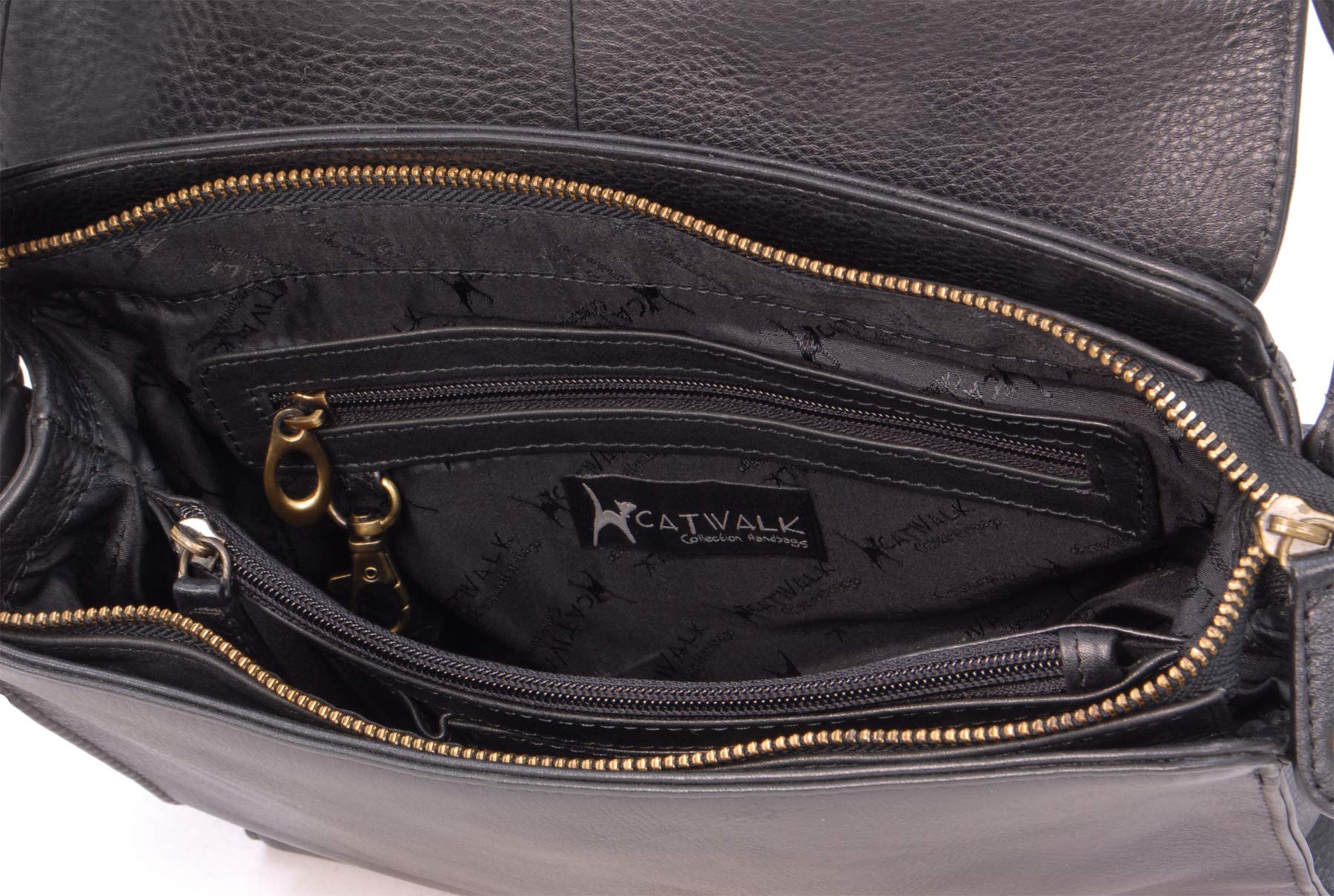 Catwalk Collection Handbags - Borsa a Tracolla in Pelle - Messenger Bag Media - Borsa a Mano Donna Formato A5 - Diana