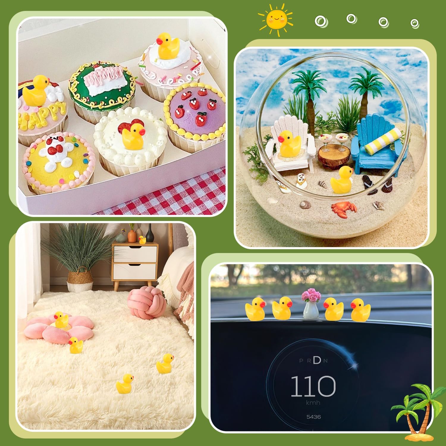 150個 ミニ樹脂動物 かわいい イエロー 小さなアヒル、隠すミニチュアアヒルのフィギュア、小さな動物のおもちゃ 置物バルク トッパ