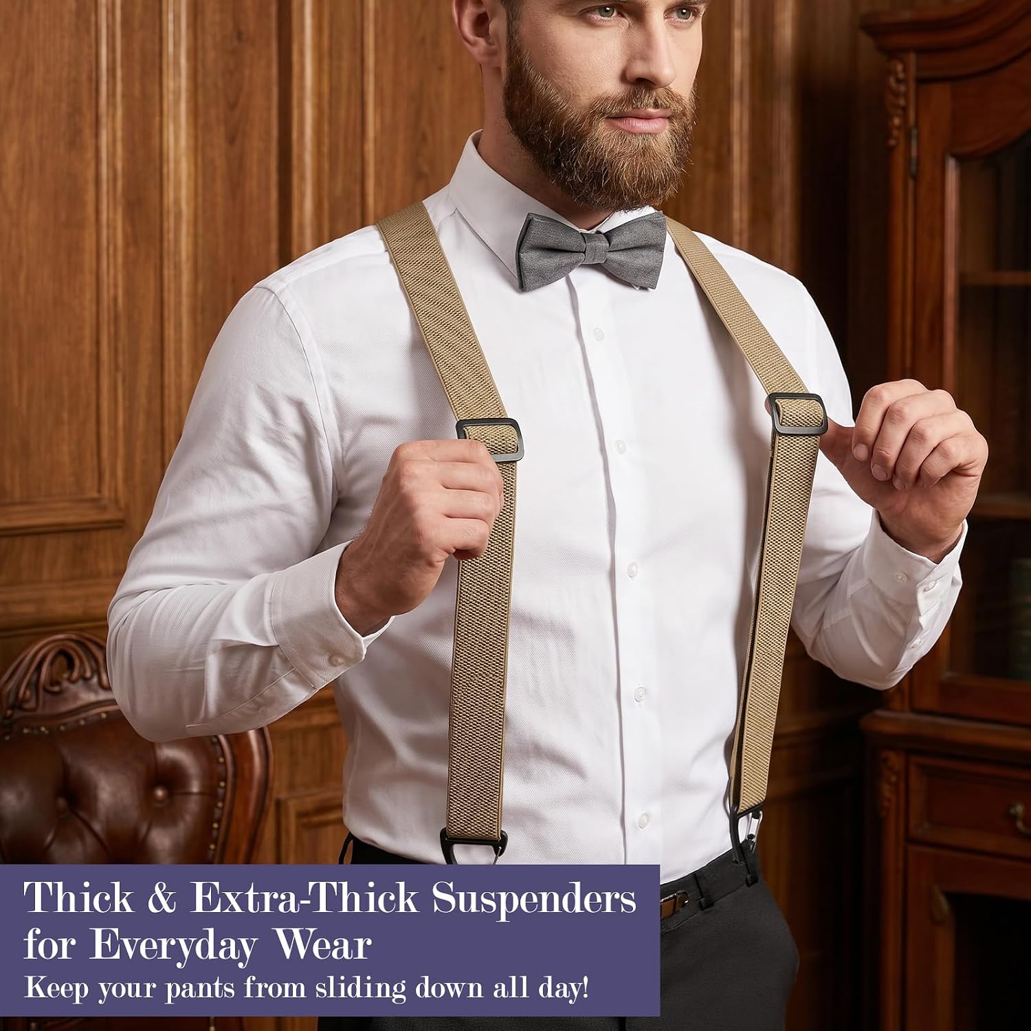 Sibba 4 Pcs X Back Hidden Suspenders for Men, 1.5 Inch Heavy Duty Hiking Suspenders Under Clothing Invisible Belt for Jeans Pants, Invisible X-Back Under Clothing Braces with Adjustable Clips