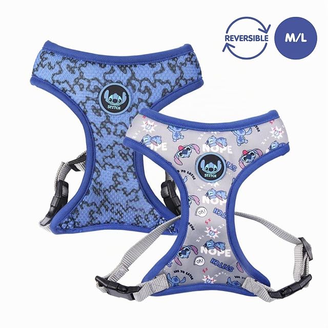 Foto 2 de 6 de Arnés Premium para Perros de Stitch - Talla M/L - Color Azul - Arnés Antitirones y Ajustable Adiestramiento