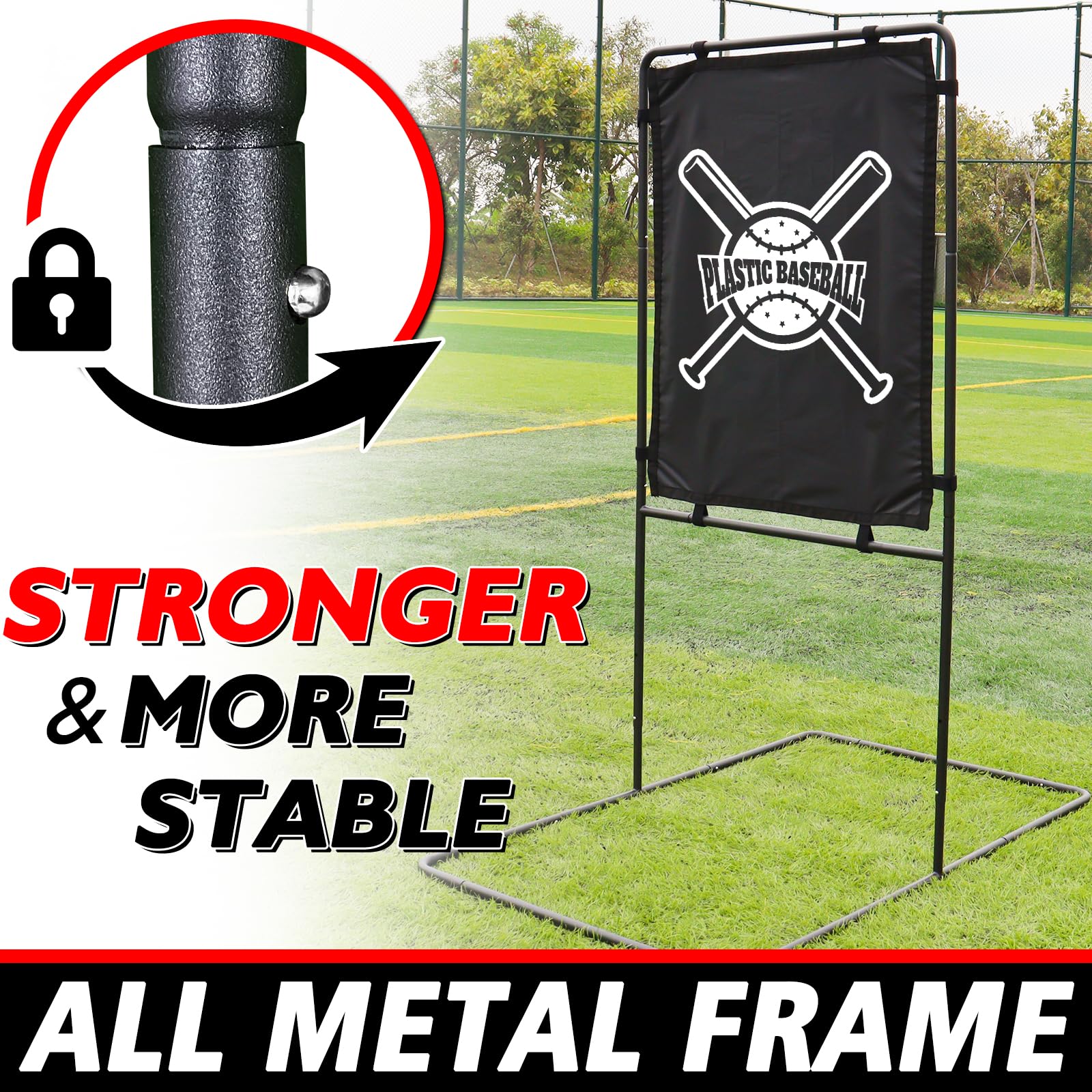 Baseball Strike Zone Target – Portable, Adjustable Height Metal Frame, For Wiffle Ball & Blitzball Practice
