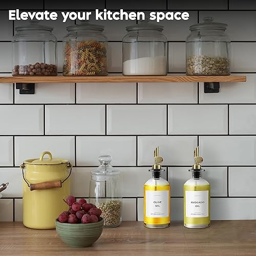 Miniatura 6 de Botella dispensadora de aceite de oliva para cocina, 11.8 onzas líquidas, paquete dorado y negro