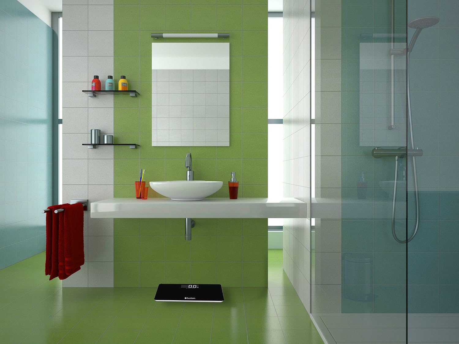 Ivation Premium Glass Ultra Thin Bathroom Scale Large LCD Display Easy to Read 150kg/330lbs Capacity, Extra Wide 14 inch Platform!