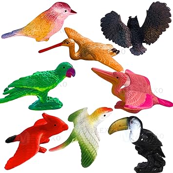 PVC Bird Figures Toys for Kids 3D Model Birds Animal Figure Play Set 8PCs Different Types of Miniature Sparrow Animals Toys for Children Soft Farm Birds Toys Set Birthday Return Gift (BIRDS 8)