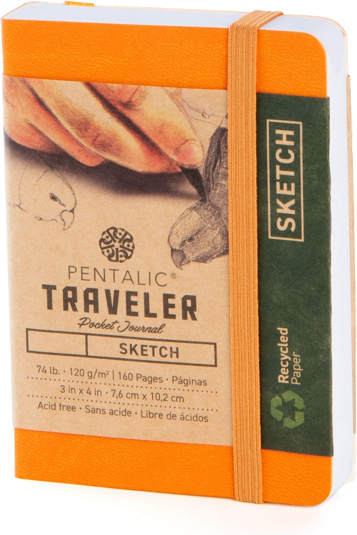 3" x 4" Pocket Sketchbook Traveler Journal, 160 Pages, Orange