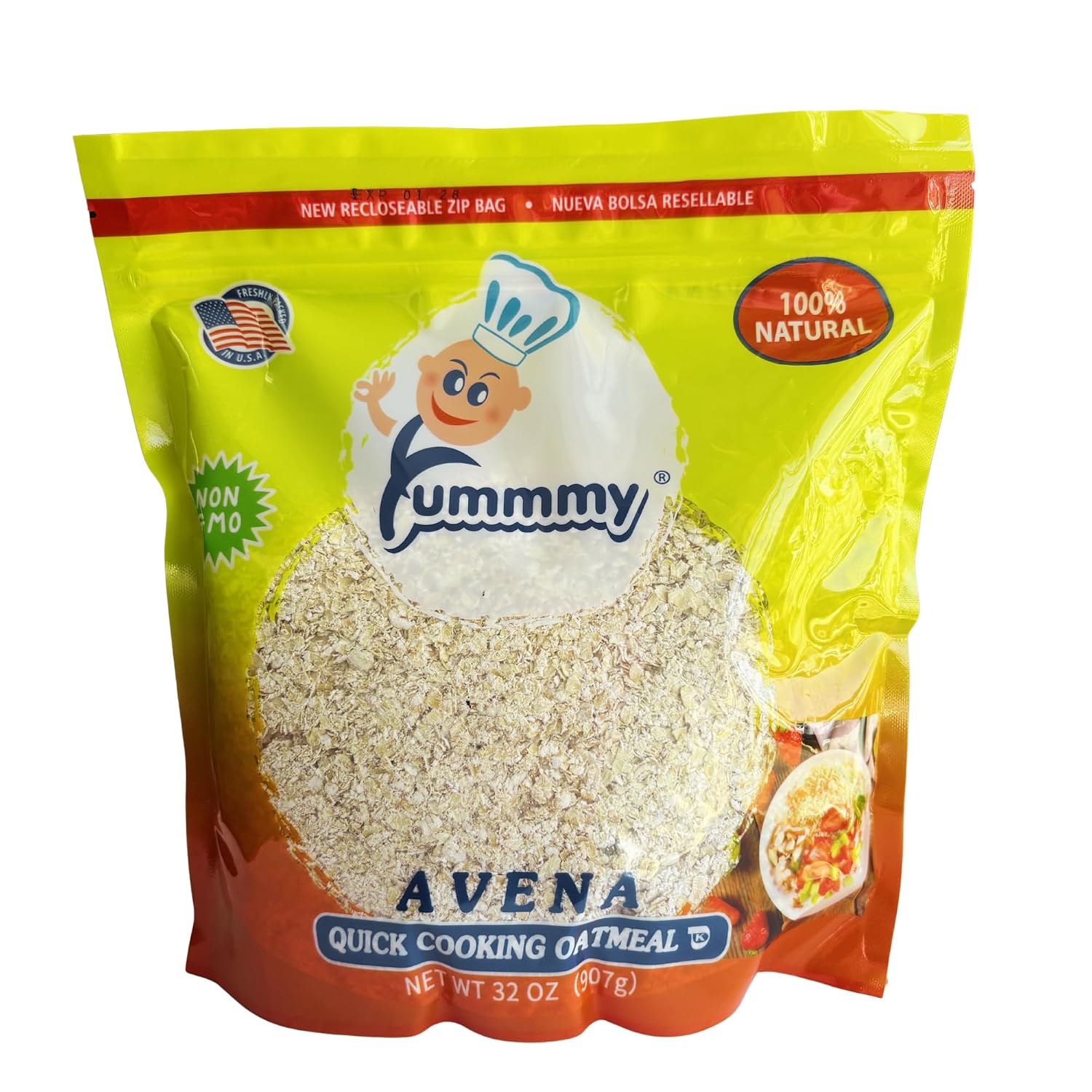 Yummmy Quick Cooking Oatmeal, 2 Lb (32 Oz), Kosher Certified, Hojuelas de avena