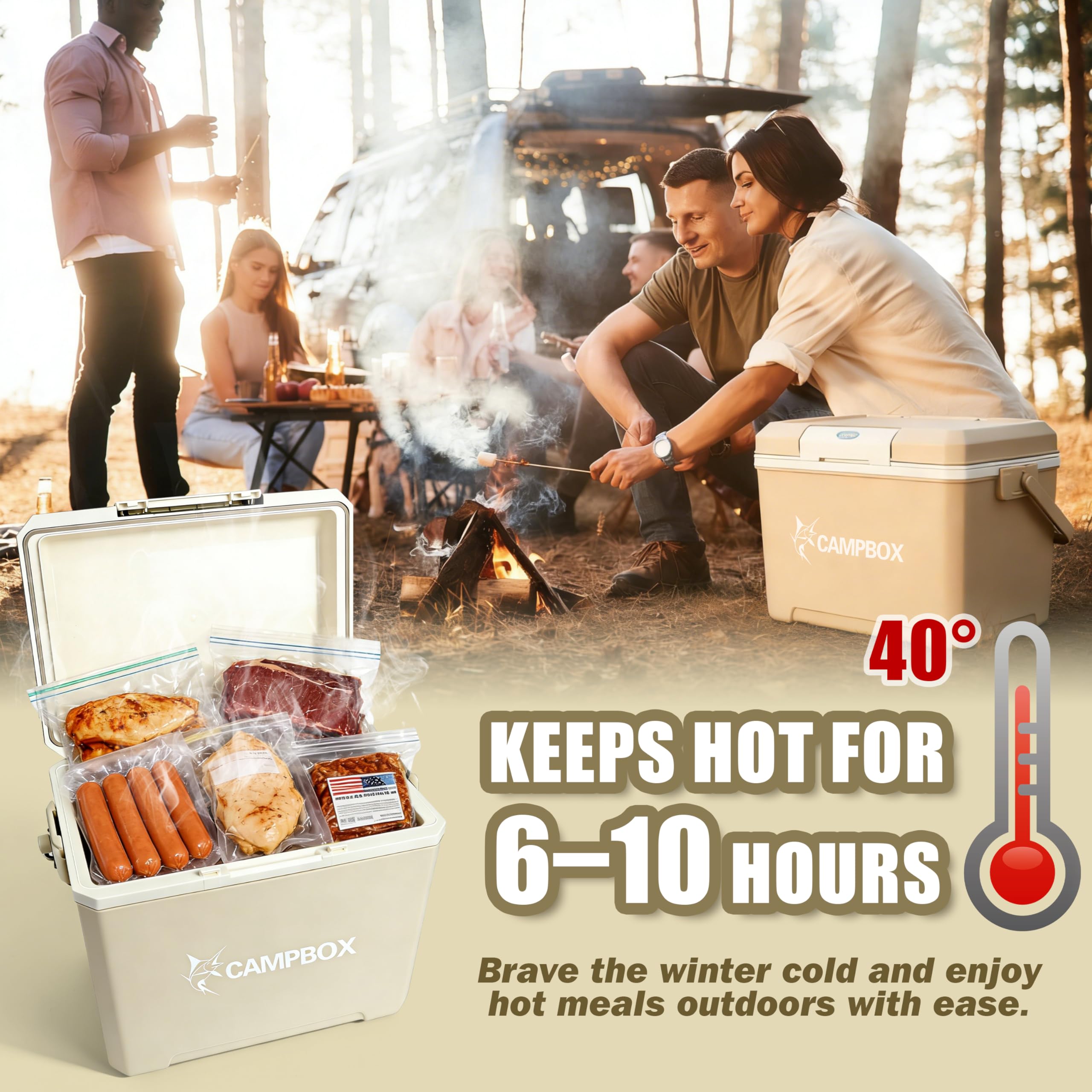 JONRRYIN Nevera Pasiva 24L, Nevera Portátil con 2 Acumuladores de Frio, Mantiene el Frío hasta 12h, Portátil Térmica Rígida para Playa, Camping, Picnic, Excursiones