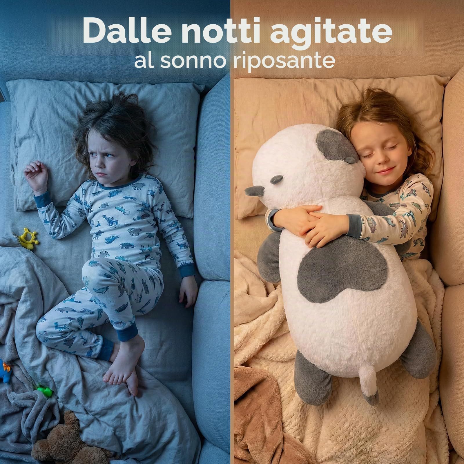 Mewaii Peluche Ponderato Mucca Grigia Bianca 58CM 4.0 Lbs – Cuscino Giocattolo Kawaii Morbido e Confortevole, Compleanno e Occasioni Speciali