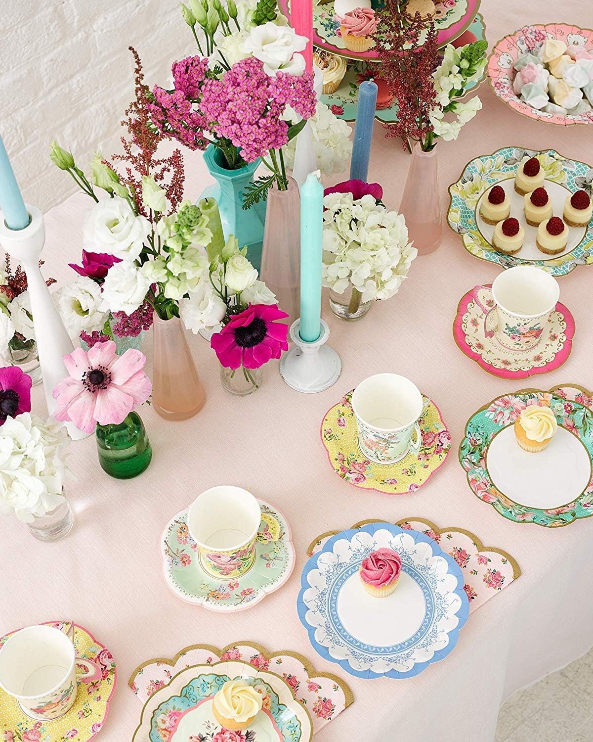 Talking Tables 24 Count Truly Scrumptious Party Vintage Floral Tea Cups and Saucer Sets